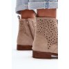 Béžové dámske členkové topánky z eko semišu s kvetinovým vzorom na plochej podrážke, HY66-136 IVORY