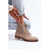 Béžové dámske členkové topánky z eko semišu s kvetinovým vzorom na plochej podrážke, HY66-136 IVORY