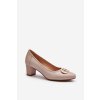Dámske béžové lodičky z eko kože na stĺpovom podpätku, kód produktu 58254 BE