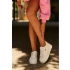 Biele dámske tenisky z eko kože na plošej podrážke, kód produktu TL251-9 WHITE