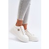 Biele dámske tenisky z eko kože na plošej podrážke, kód produktu TL251-9 WHITE
