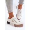 Biele dámske tenisky na platforme z textilu, kód produktu QY835-9 WHITE