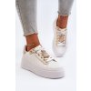 Biele dámske tenisky z eko kože na platforme LA279 GOLD