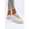 Biele dámske tenisky z eko kože na platforme LA279 GOLD