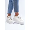 Biele dámske tenisky z eko kože na platforme EV-307 SILVER
