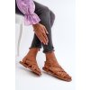 Dámske hnedé sandále z eko kože na plochej podrážke, kód produktu NN274013 CAMEL