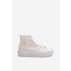 Biele dámske vysoké tenisky na platforme z textilu LCW-24-02-2132L WHITE