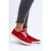 Červené dámske textilné tenisky na rovnej podrážke, kód produktu B-808 RED