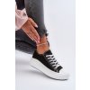 Dámske čierne textilné tenisky na plošom podpätku s vyššou platformou, kód produktu K-81 BLACK