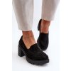 Čierne dámske poltopánky z eko semišu na stĺpovom podpätku, kód produktu RMR23108-3 CZARNY