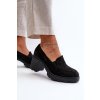 Čierne dámske poltopánky z eko semišu na stĺpovom podpätku, kód produktu RMR23108-3 CZARNY