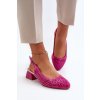 Ružové dámske lodičky z eko semišu na nízkom podpätku, kód produktu RMR2263-4 FUXIA