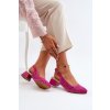 Ružové dámske lodičky z eko semišu na nízkom podpätku, kód produktu RMR2263-4 FUXIA