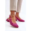 Ružové dámske lodičky z eko semišu na nízkom podpätku, kód produktu RMR2263-4 FUXIA
