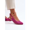 Ružové dámske lodičky z eko semišu na nízkom podpätku, kód produktu RMR2263-4 FUXIA