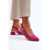 Ružové dámske lodičky z eko semišu na nízkom podpätku, kód produktu RMR2263-4 FUXIA