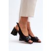 Dámske Sandále na podpätku s ozdobou čierne d&a mr38-659 / MR38-659 BLACK (Veľkosť 36)
