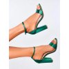 Dámske zelené lodičky na členku s vysokým opätkom CIC-64