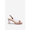 Ružové dámske sandále na stĺpovom podpätku s prírodnou kožou, kód produktu MR38-444 ROSE