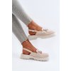 Dámske Sandále na ploché podrážce s ozdobou béžove d&a mr38-656 / MR38-656 BEIGE (Veľkosť 36)