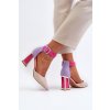 Dámske viacfarebné lodičky z eko semišu na stĺpovom podpätku, kód produktu 0695 MULTI