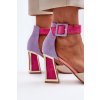 Dámske viacfarebné lodičky z eko semišu na stĺpovom podpätku, kód produktu 0695 MULTI