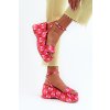 Ružové dámske sandále na platforme a klinovom podpätku s nastaviteľnou prackou, textil, TH-2 FUSCHIA
