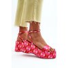 Ružové dámske sandále na platforme a klinovom podpätku s nastaviteľnou prackou, textil, TH-2 FUSCHIA