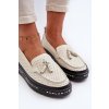 Dámske kožené mokasíny na platforme béžove assetnima / 24PB18-7176 BEIGE (Veľkosť 36)