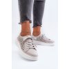 Dámske sivé kožené tenisky na platforme s rovnou podrážkou, kód produktu 24SP18-6880 GREY