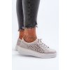 Dámske sivé kožené tenisky na platforme s rovnou podrážkou, kód produktu 24SP18-6880 GREY