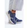 Dámske tenisky na platforme s ažurovým vzorem a flitrem inblu in000372 modré / IN000372 BLUE (Veľkosť 38)