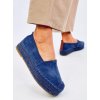 Dámske modré sandále na nízkom podpätku z ekologického semišu na bežný deň kód SD- AAA -14-7966