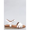 Biele dámske sandále z eko kože na členku, na bežný deň, kód produktu FL75