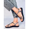 Dámske čierne sandále z eko kože na členku, hladké, na bežný deň, kód produktu ZS807