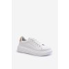Dámske biele kožené tenisky na plošom podpätku, kód produktu 24SP18-6873 WHITE