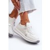 Dámske kožené tenisky na platforme biele ligustr / 24SP08-6700 WHITE (Veľkosť 36)