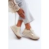 Dámske béžové kožené tenisky na platforme s rovnou podrážkou, kód produktu 24SP08-6700 BEIGE