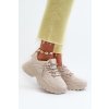 Dámske tenisky na masivní podrážce s ozdobným šněrováním béžove relissa / C2155 BEIGE (Veľkosť 37)