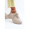 Dámske tenisky na masivní podrážce s ozdobným šněrováním béžove relissa / C2155 BEIGE (Veľkosť 37)