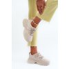 Dámske tenisky na masivní podrážce s ozdobným šněrováním béžove relissa / C2155 BEIGE (Veľkosť 37)