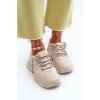 Dámske tenisky na masivní podrážce s ozdobným šněrováním béžove relissa / C2155 BEIGE (Veľkosť 37)