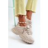 Dámske tenisky na masivní podrážce s ozdobným šněrováním béžove relissa / C2155 BEIGE (Veľkosť 37)