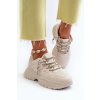 Dámske tenisky na masivní podrážce s ozdobným šněrováním béžove relissa / C2155 BEIGE (Veľkosť 37)