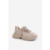 Dámske tenisky na masivní podrážce s ozdobným šněrováním béžove relissa / C2155 BEIGE (Veľkosť 37)
