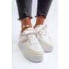 Dámske tenisky na platforme z ekokože biele moun / WX-131 WHITE (Veľkosť 37)