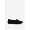 Čierne dámske mokasíny z eko semišu s rovnou podrážkou, kód produktu NN274929