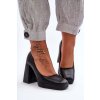 Dámske čierne lodičky s hrubým opätkom na rovnej podrážke z eko kože N045 BLACK