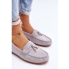 Dámske sivé mokasíny z eko semišu s platformou a slip-on zapínaním, ZA28P GREY