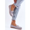 Dámske sivé mokasíny z eko semišu s platformou a slip-on zapínaním, ZA28P GREY